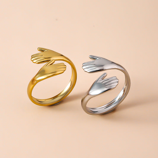 Set x 2 anillos abrazo ajustables - Plateado y dorado