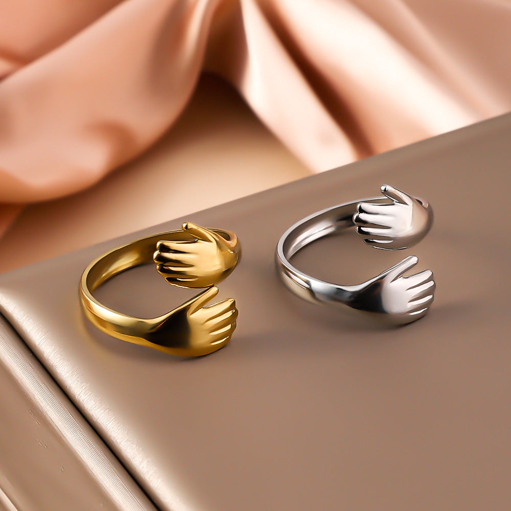 Set x 2 anillos abrazo ajustables - Plateado y dorado