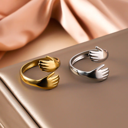 Set x 2 anillos abrazo ajustables - Plateado y dorado