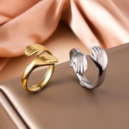 Set x 2 anillos abrazo ajustables - Plateado y dorado