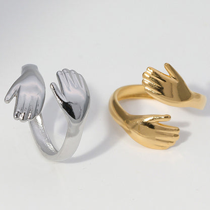 Set x 2 anillos abrazo ajustables - Plateado y dorado