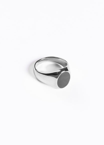 Anillo de mesa con piedra negra acero quirúrgico - Plateado