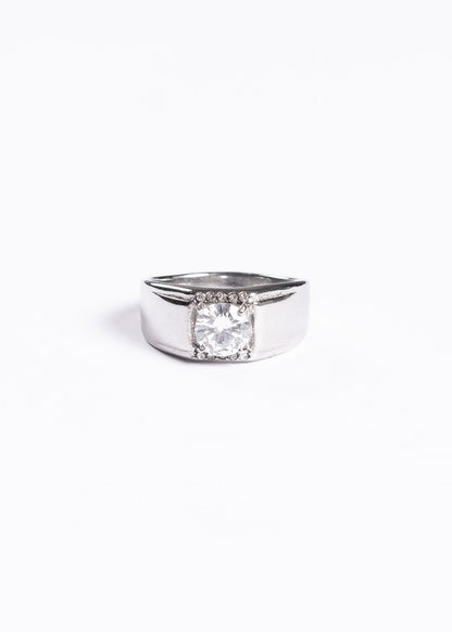 Anillo de mesa con brillo zirconia acero quirúrgico
