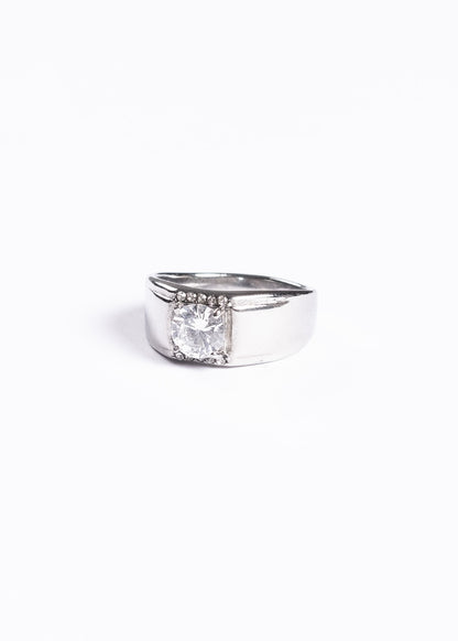 Anillo de mesa con brillo zirconia acero quirúrgico