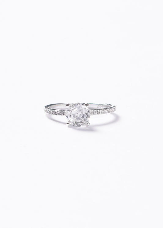 Anillo cintillo 4 puntas zirconia 7mm plata 925