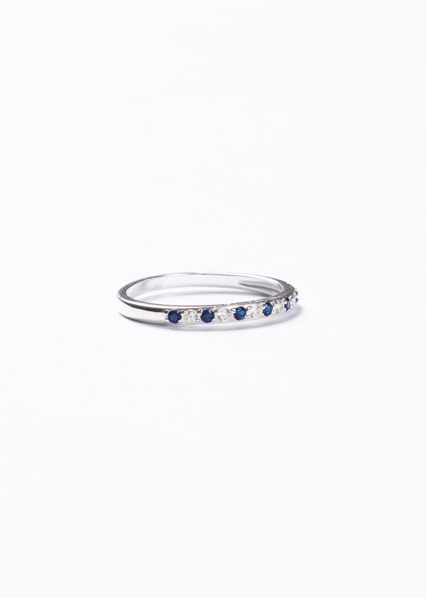 Anillo sin fin zirconias azules plata 925