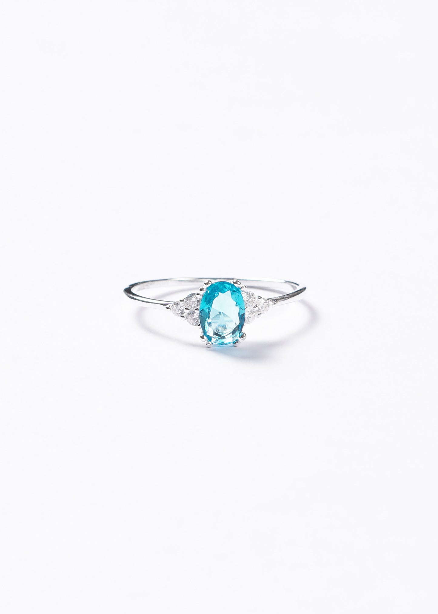 Anillo zirconia turquesa oval plata 925