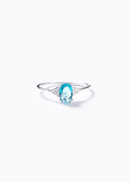 Anillo zirconia turquesa oval plata 925
