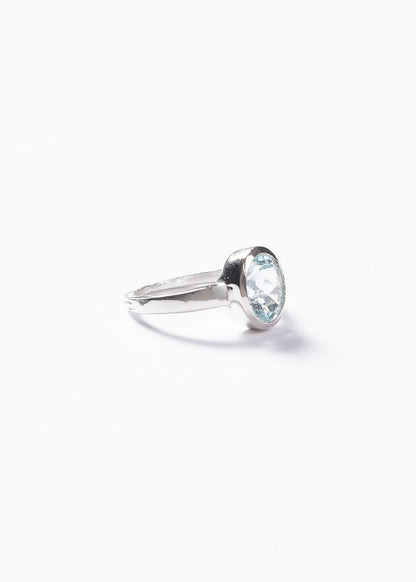Anillo macizo topacio celeste oval plata 925 - Prosperidad