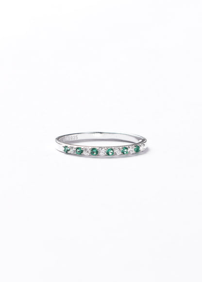 Anillo sin fin zirconias verdes plata 925