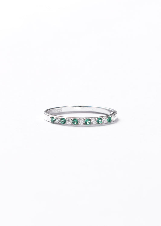 Anillo sin fin zirconias verdes plata 925