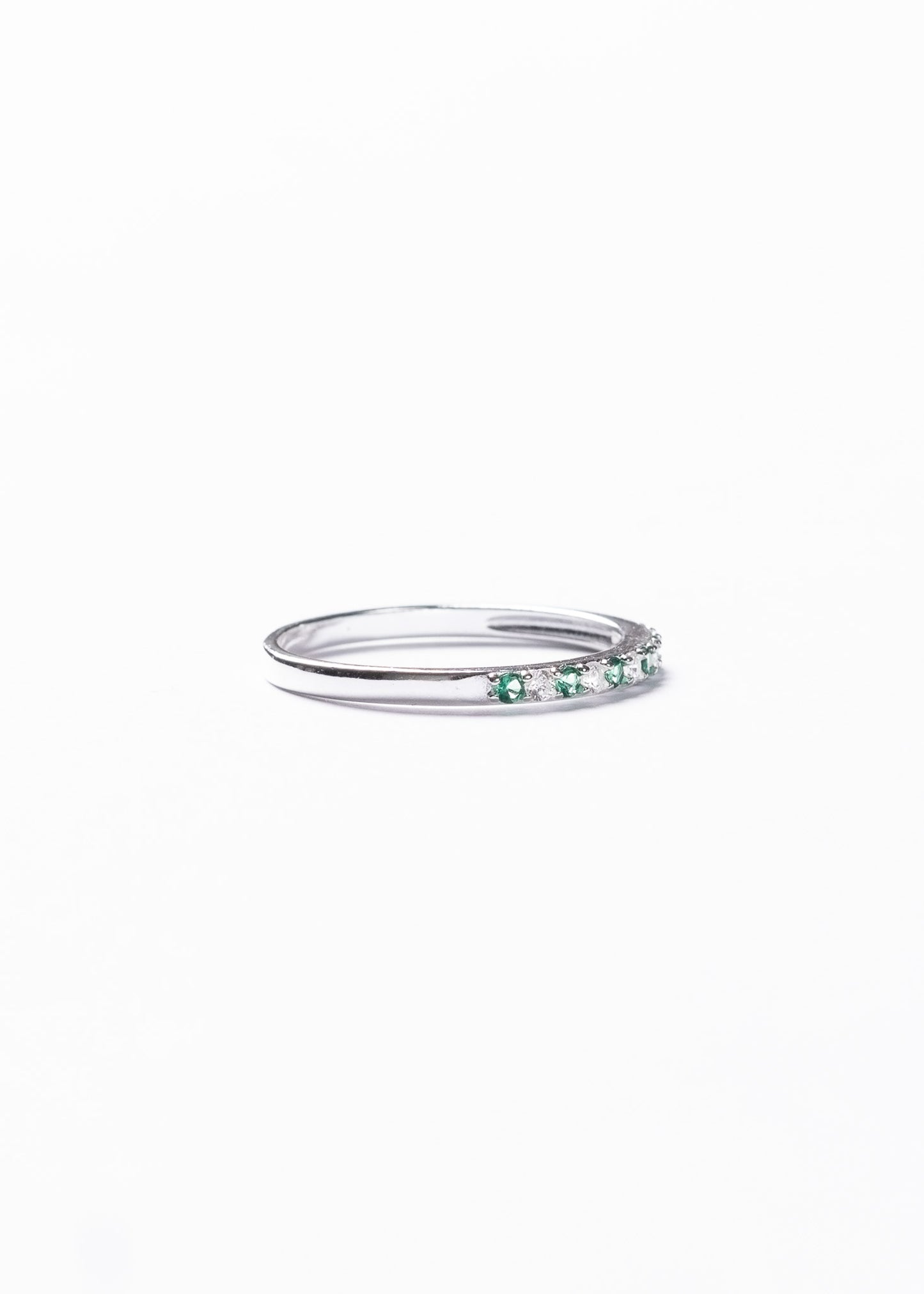 Anillo sin fin zirconias verdes plata 925