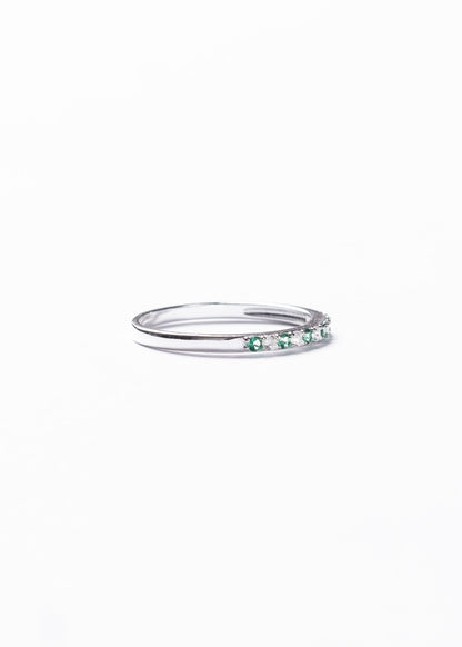 Anillo sin fin zirconias verdes plata 925