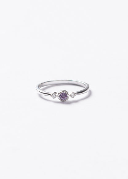 Anillo punto luz violeta y laterales plata 925