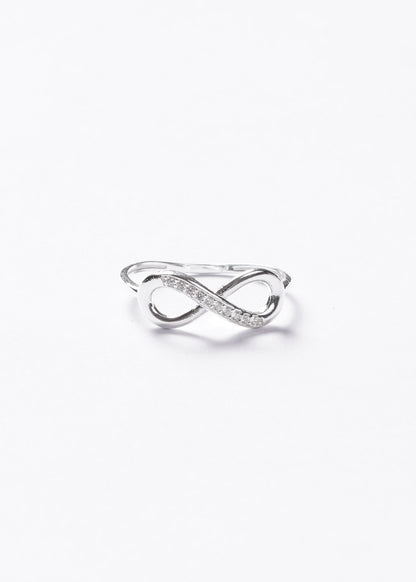 Anillo infinito mitad zirconias plata 925