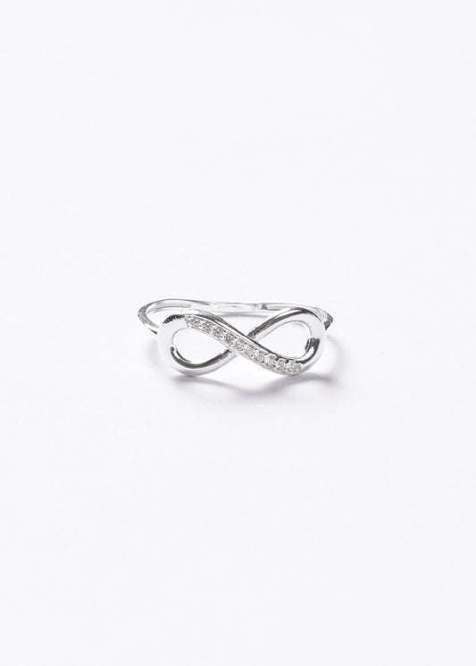 Anillo infinito mitad zirconias plata 925