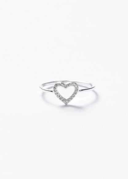 Anillo corazón calado zirconias plata 925