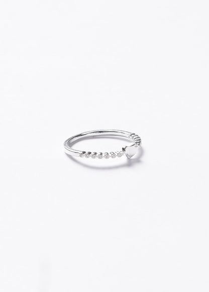 Anillo corazón liso con puntos luz laterales plata 925