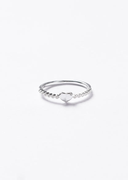Anillo corazón liso con puntos luz laterales plata 925