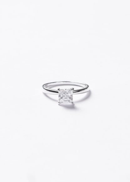 Anillo solitario zirconia cuadrada 6mm plata 925