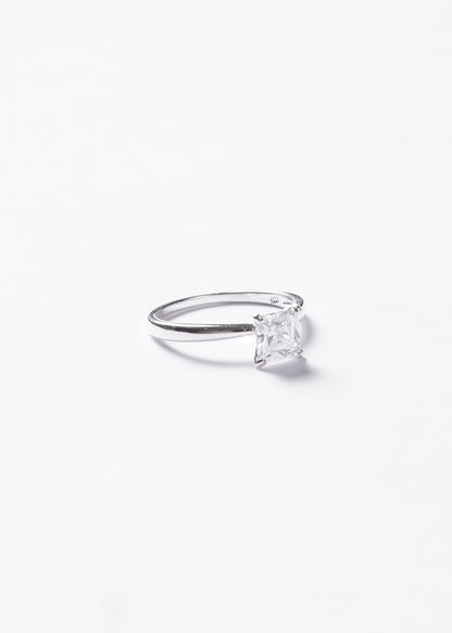 Anillo solitario zirconia cuadrada 6mm plata 925