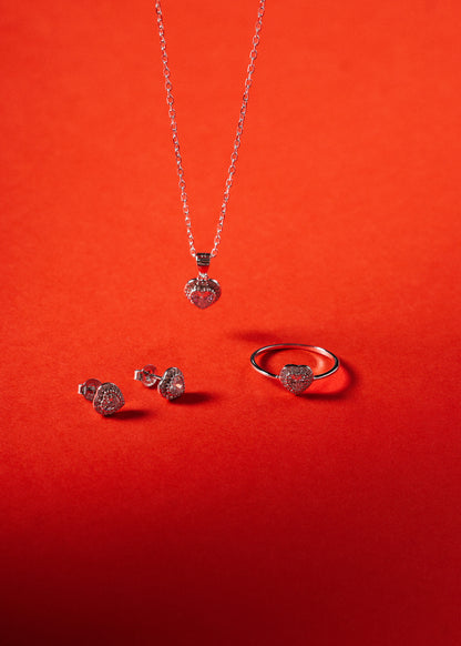 Anillo promesa corazón zirconias blancas plata 925