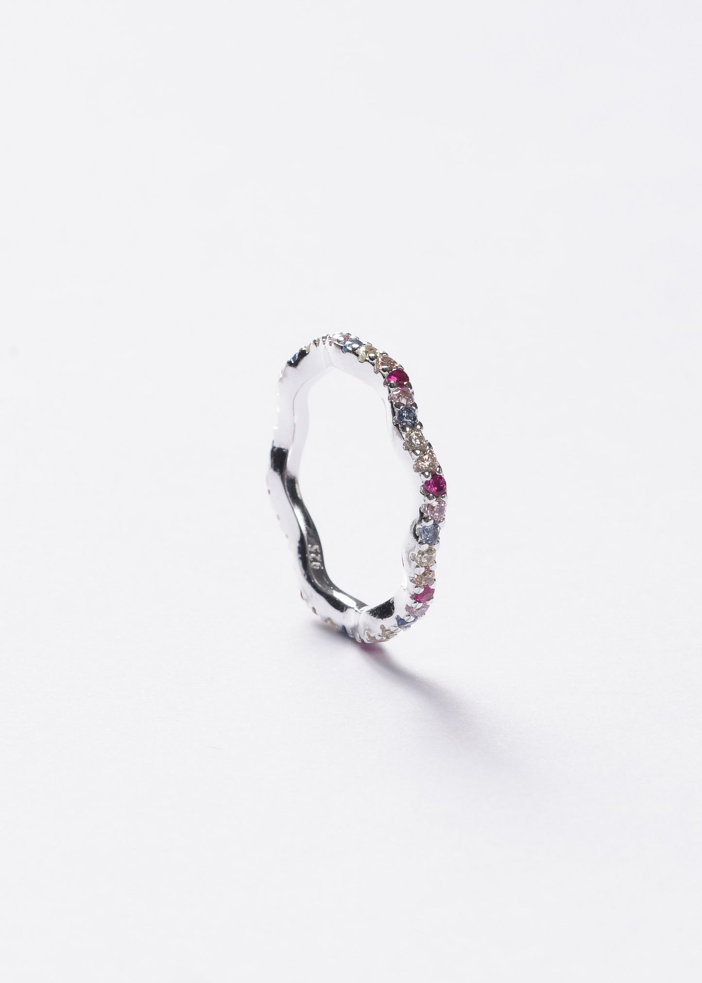 Anillo sin fin multicolor ondulante plata 925 & zirconias