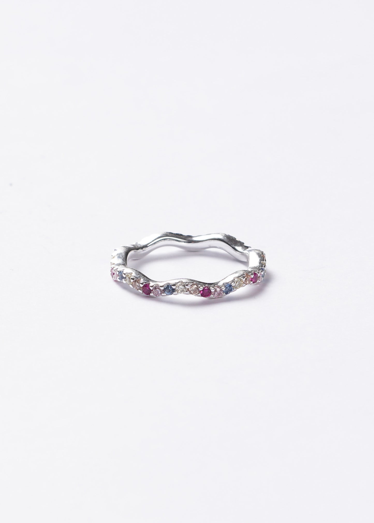 Anillo sin fin multicolor ondulante plata 925 & zirconias