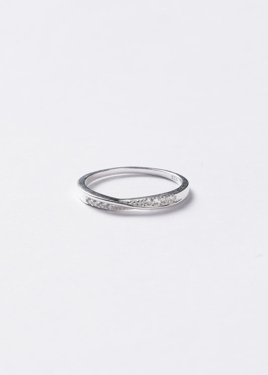 Anillo frente sin fin entrelazado plata 925 & zirconia