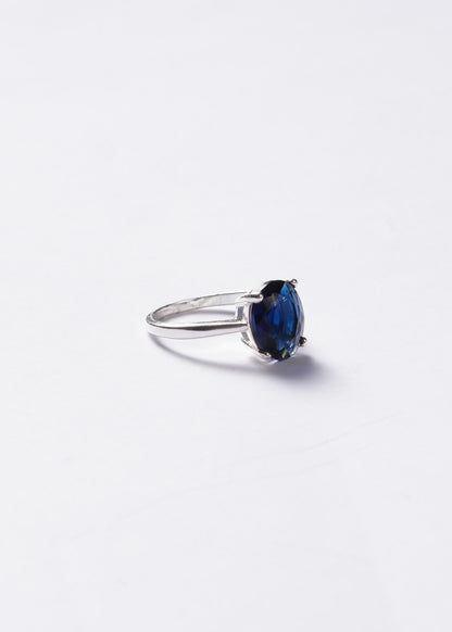 Anillo gran zirconia azul marino plata 925