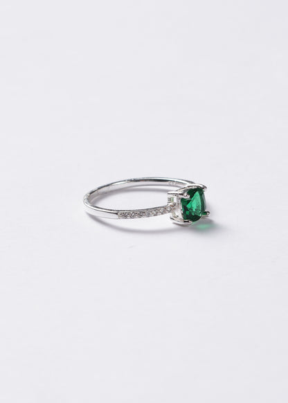Anillo cintillo zirconia verde plata 925