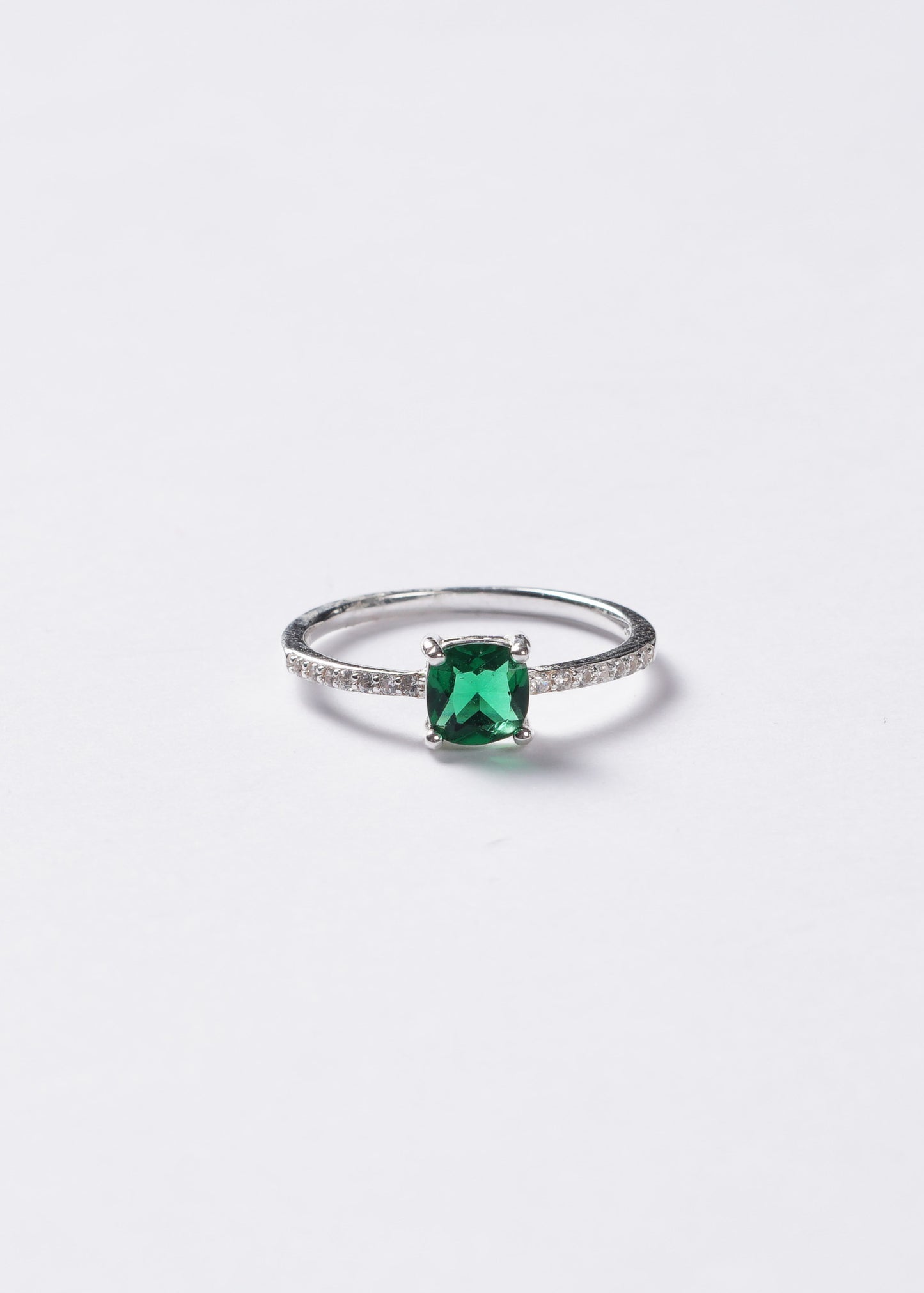 Anillo cintillo zirconia verde plata 925