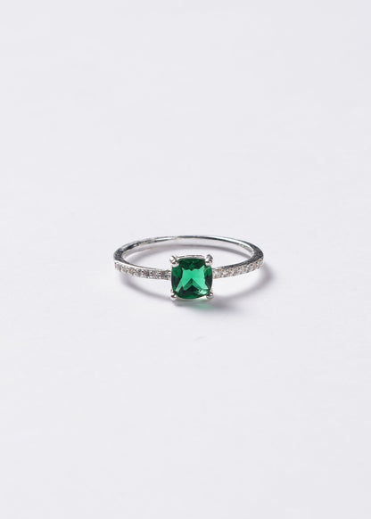 Anillo cintillo zirconia verde plata 925