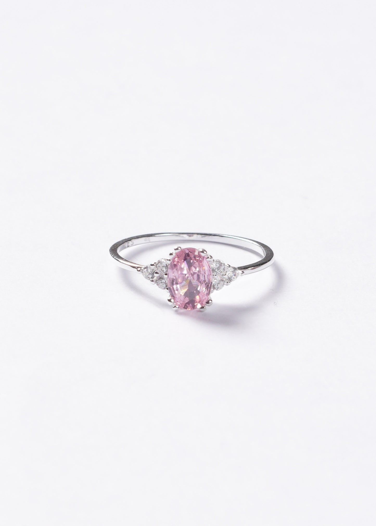 Anillo zirconia rosa oval plata 925