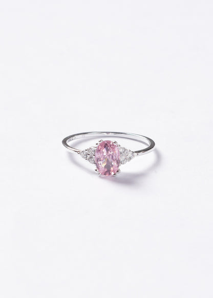 Anillo zirconia rosa oval plata 925