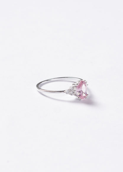 Anillo zirconia rosa oval plata 925