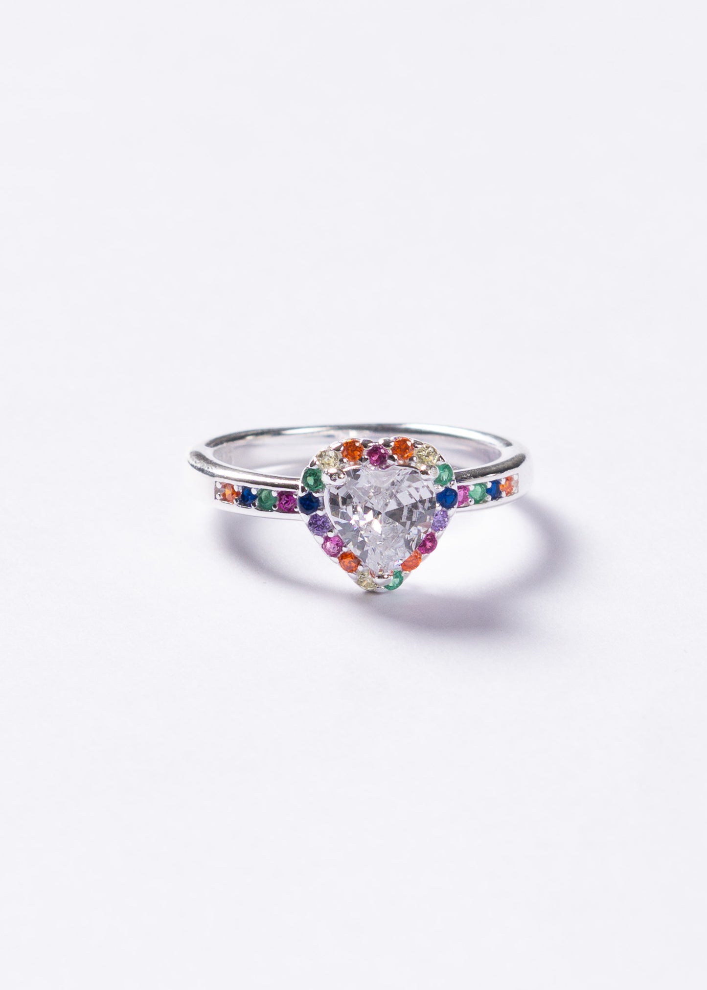 Anillo corazón promesa multicolor plata 925