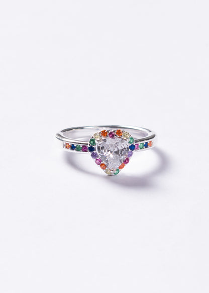 Anillo corazón promesa multicolor plata 925