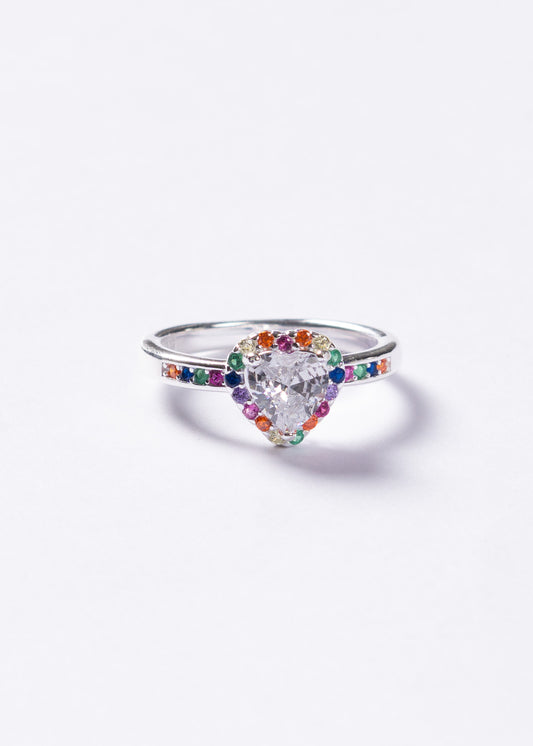 Anillo corazón promesa multicolor plata 925