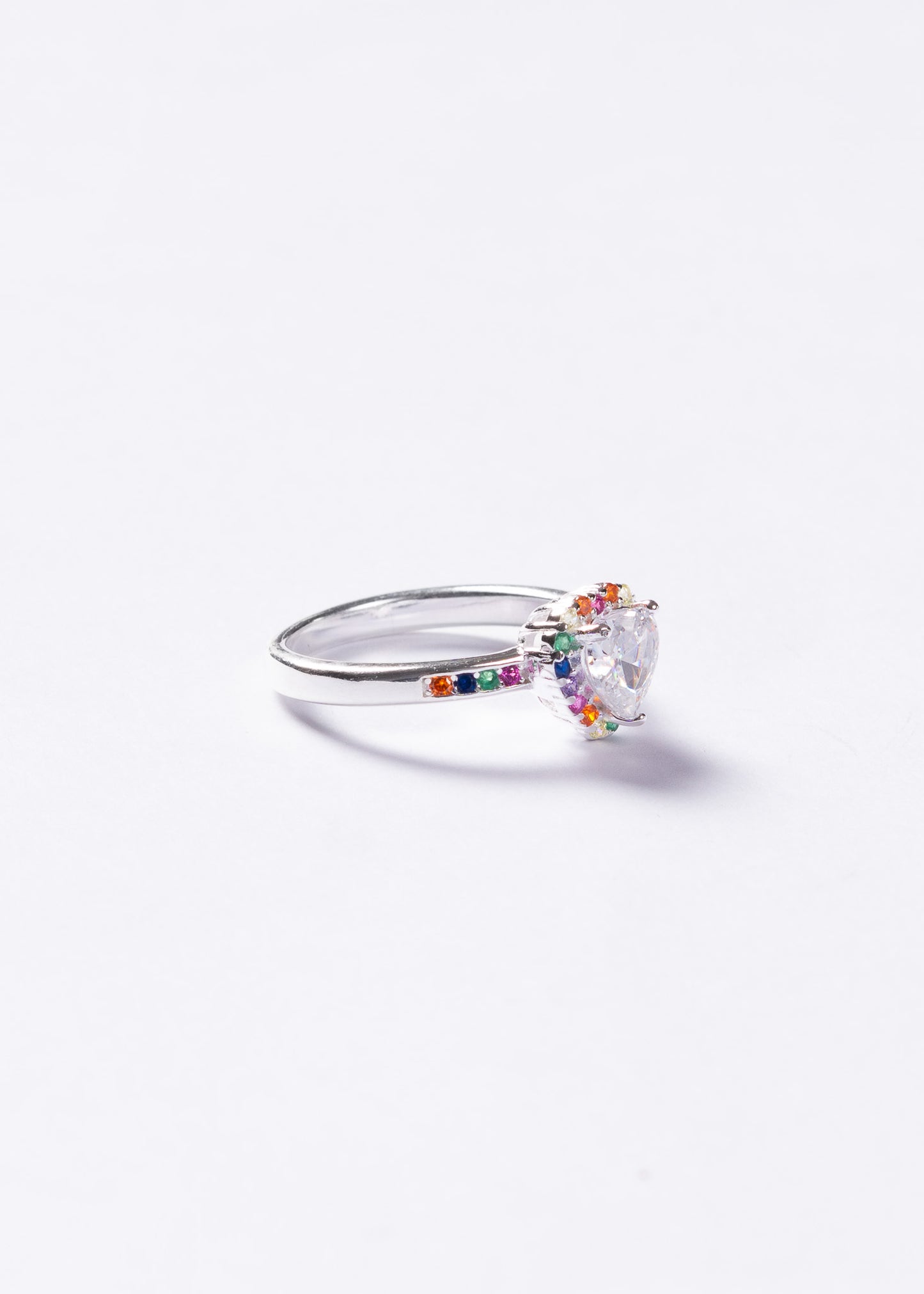 Anillo corazón promesa multicolor plata 925