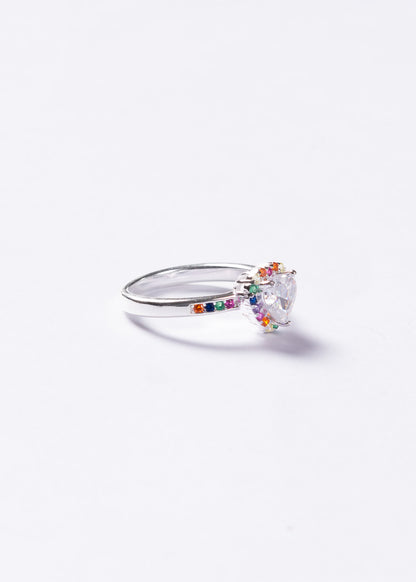 Anillo corazón promesa multicolor plata 925