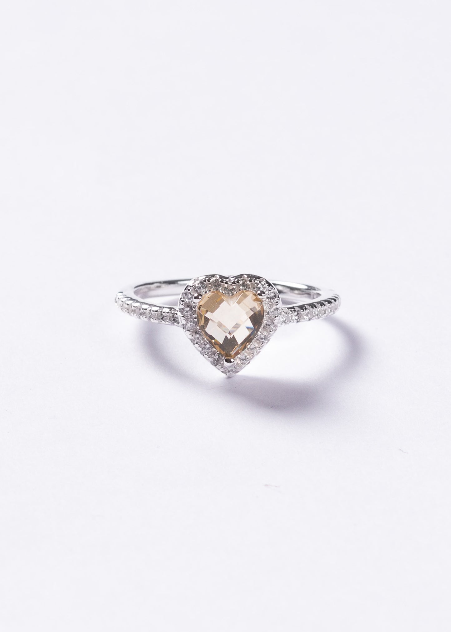 Anillo corazón promesa zirconia amarilla plata 925