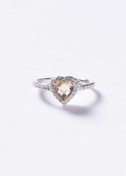Anillo corazón promesa zirconia amarilla plata 925