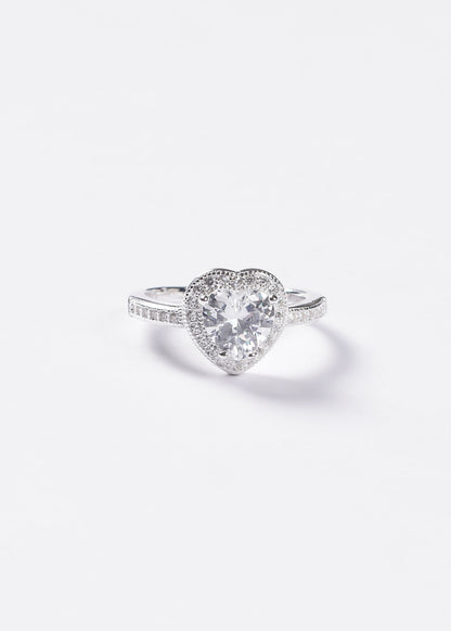 Anillo promesa corazón zirconia blanca plata 925