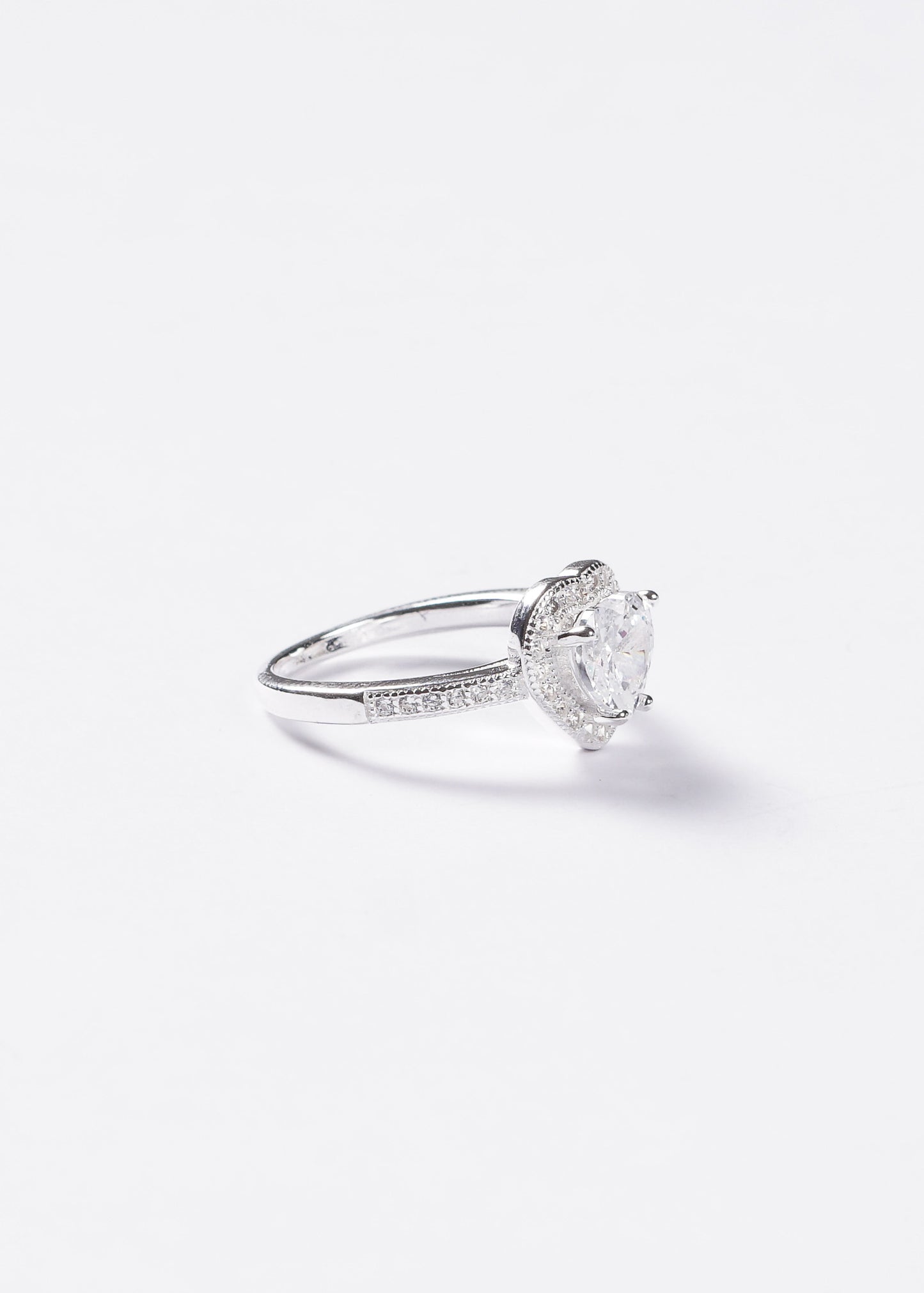 Anillo promesa corazón zirconia blanca plata 925