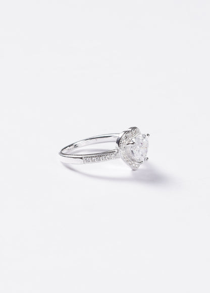 Anillo promesa corazón zirconia blanca plata 925