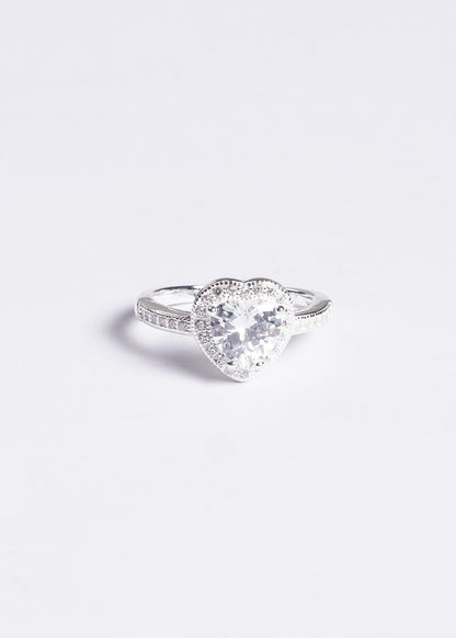 Anillo promesa corazón zirconia blanca plata 925