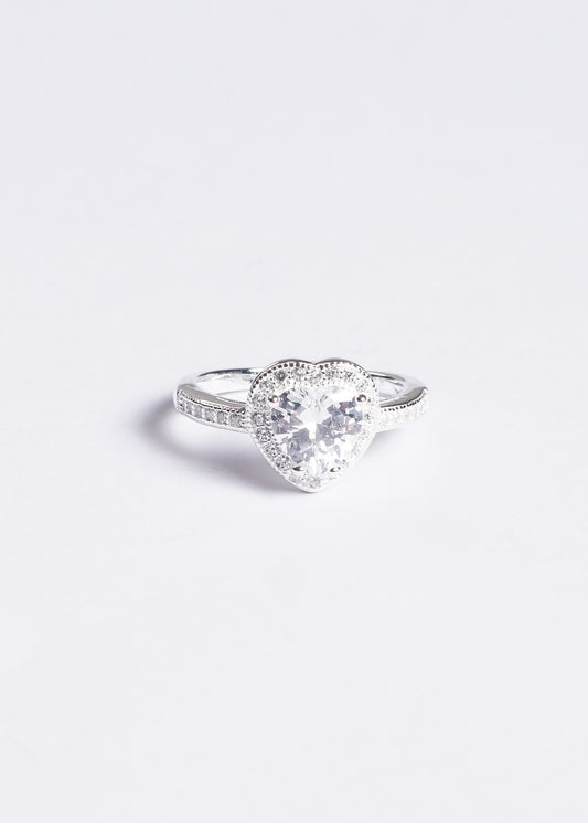 Anillo promesa corazón zirconia blanca plata 925