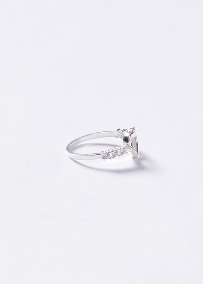 Anillo corazón calado mitad zirconias plata 925