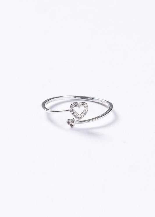 Anillo ajustable doble corazón zirconias plata 925